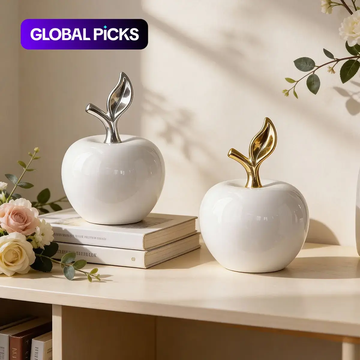 Apple-Shaped Ornament, Decorative Piece, Multi-Color Creative Design, Elegant Ceramic Craft, Ideal Home Decor for Bedroom, Tea Room, Office, Kitchen and Desk, Gift & Festival Decoration, Decorative Ornaments #GLOBAL PICKS