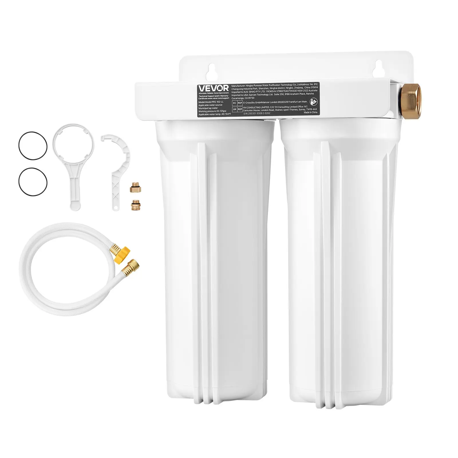 VEVOR 2-Cartridge RV Water Filtration System Kit, Contamination Remover for Campers, Removes Sediments, Chlorine, Bad Tastes, Odors, Suitable for RVs, Boats, Vans, DealsForYouDays Promotion, Filter Kit, Rv/Boat/Van