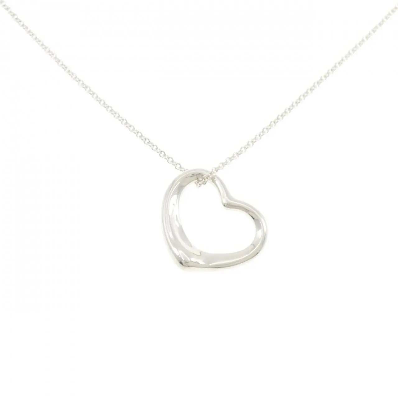 Pre-owned Tiffany & Co. Sterling Silver 925 (Ag925) Small Leather Goods Tiffany Open Heart 925 Silver Necklace