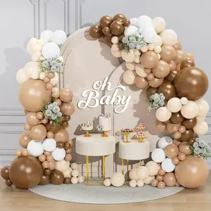156-Piece Brown Balloon Garland Kit Nude, Tan & White Balloons for Baby Showers & Parties