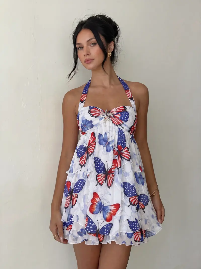 sachin and babi light blue dress Women's Made in USA Stars and Stripes Travel Tank Dress