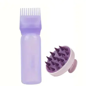 2Pcs Scalp Care Tool, Hair Coloring Application Bottle with Graded Hair Oil Hair Coloring Tool, Round Scalp Massage Comb Hair Comb Shower Brush Cleaning Haircut Comb Hair Styling Combs