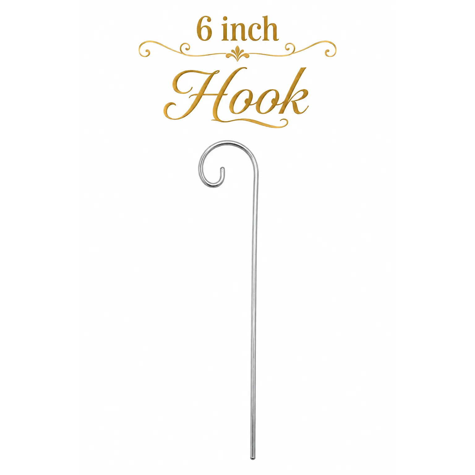 6-Inch Plant Jewelry Hook - Durable Metal, Shiny Silver, Curved Decorative Hook for Displaying Charms, Beads, and Small Hanging Decorations
