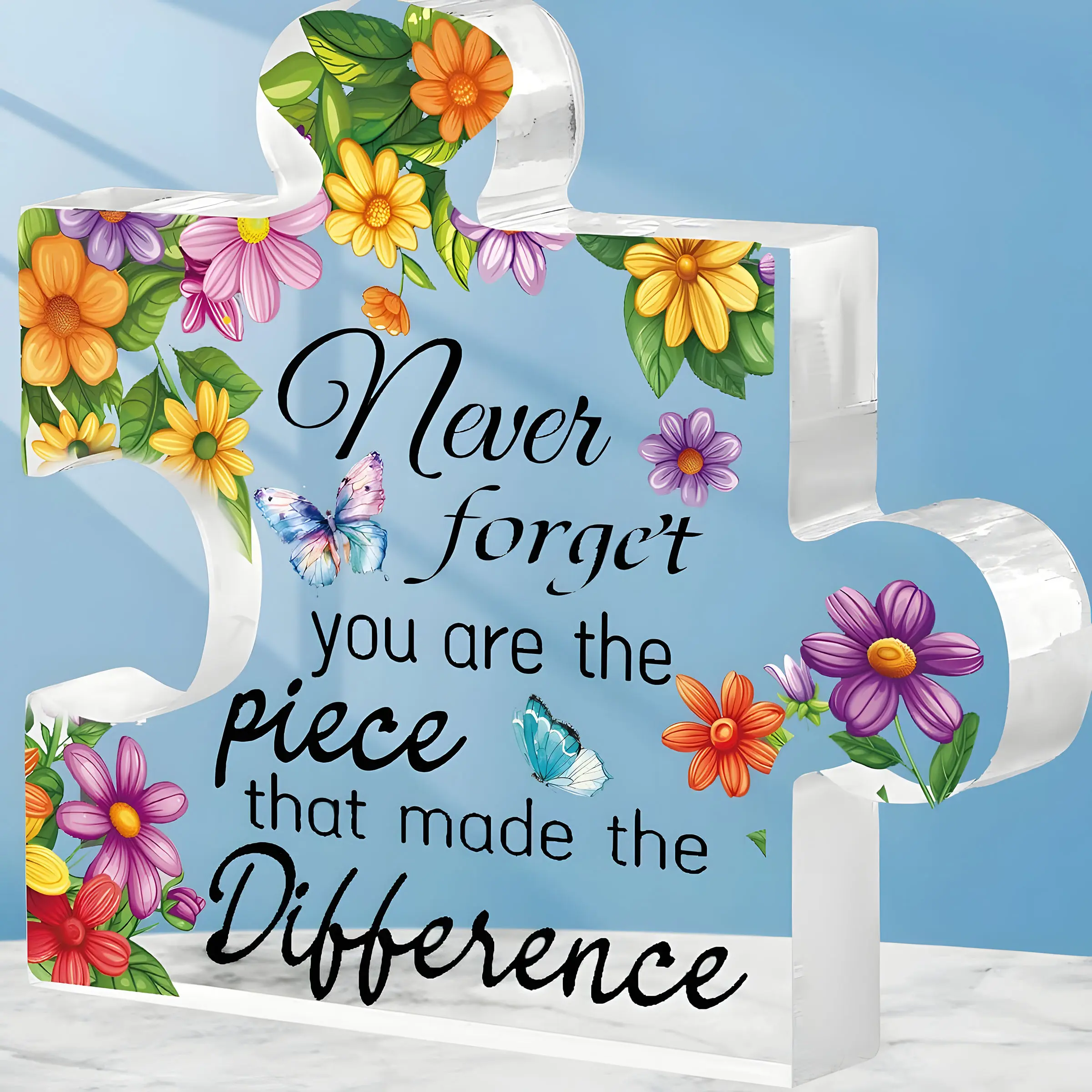 Acrylic Puzzle Piece Gift for Women Colleagues, Retirement Thank You Award, Never Forget Who You Are Sign, Friend Coworker Present