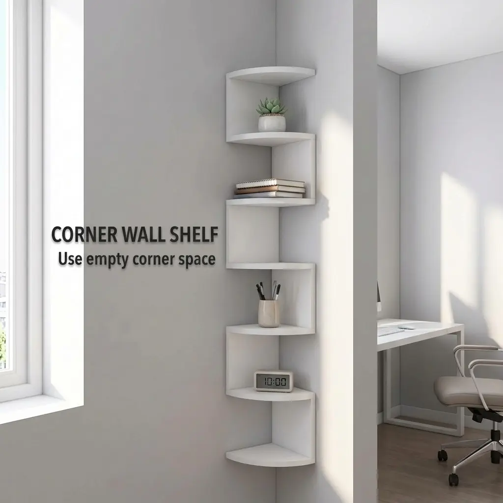 Wall-Mounted Tiered Triangular Plastic Shelf, Home Decor Storage & Display Rack with Easy Installation, Corner Organizer Solutions for Bedroom, Mount Corner Shelves