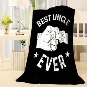 Cozy Black "Best Uncle Ever" Fist Bump Graphic Throw Blanket