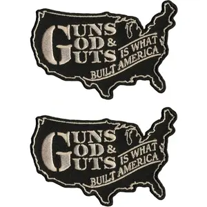 Miltacusa Guns God and Guts is What Built America Patch [2PC Bundle -Iron On Sew on ]