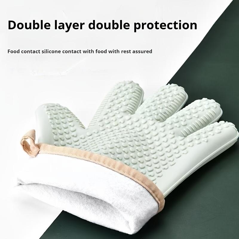 2pcs Set, A Pair of Thickened Heat-Resistant Oven Mitts, Non-Slip Silicone Gloves, Breathable Kitchen Oven Mit