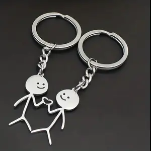 Cute Stick Figure Couple Keychain Set