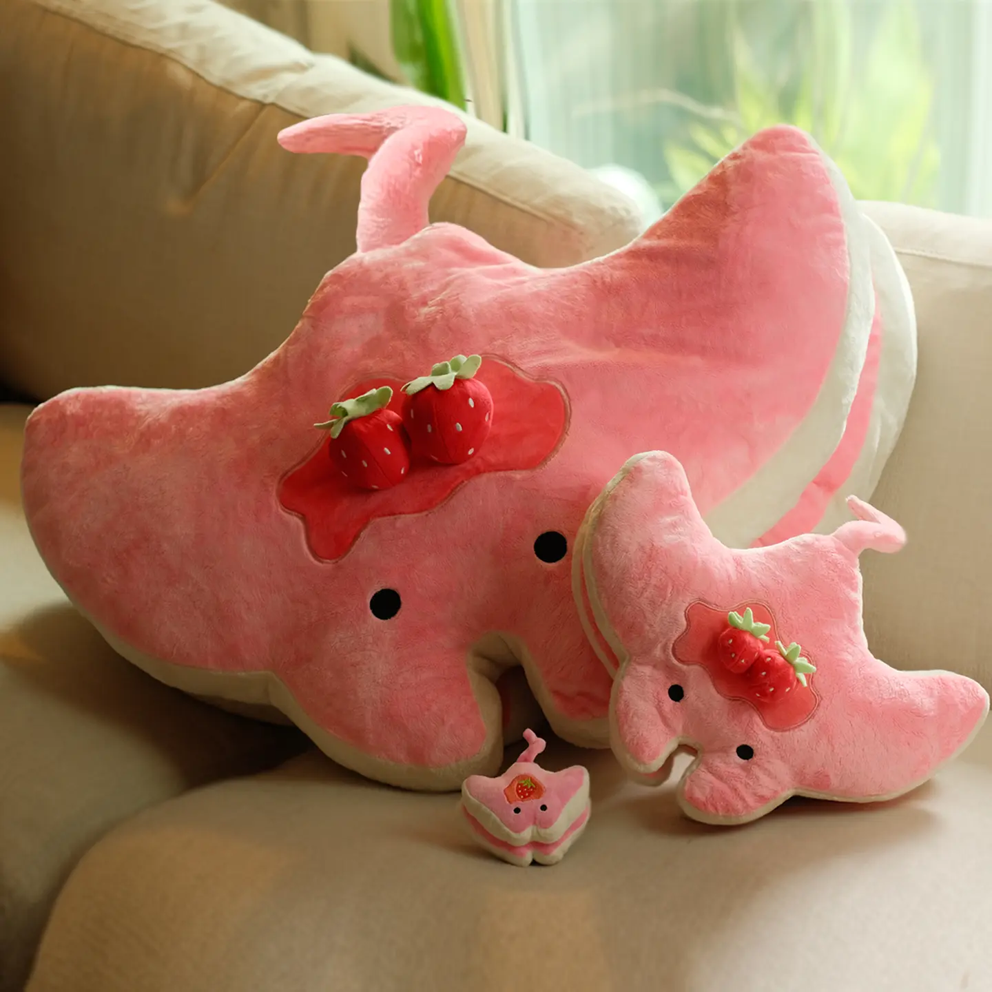 Giant Strawberry Stacks the Pancake Manta Ray Plush
