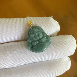 18k real gold natural jade Buddha pendant