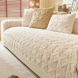 Artificial Fur Sofa Cushion, 1 Count Non-Slip Cushion, Soft Thick Plush Material, Winter Warmth, Pet Friendly, Anti slip protection, Perfect Living Room & Bedroom Decor, Soft Sofa Protector