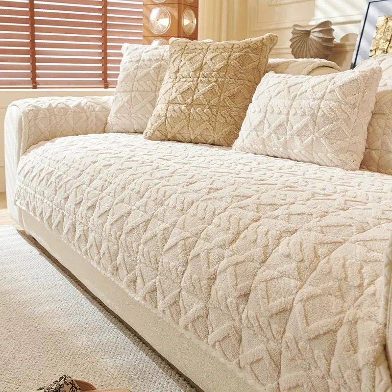 Artificial Fur Sofa Cushion, 1 Count Non-Slip Cushion, Soft Thick Plush Material, Winter Warmth, Pet Friendly, Anti slip protection, Perfect Living Room & Bedroom Decor, Soft Sofa Protector
