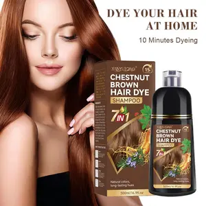 Large Capacity 7-in-1 Moisturizing Hair Dye Shampoo | Natural Chestnut Brown for Radiant Locks Herbal Ginseng Formula | Gentle, Scalp-Friendly (No Damage) Easy Rinse | Deep Hydration Moisture | Autumn/Winter Must-Have Moisturizer