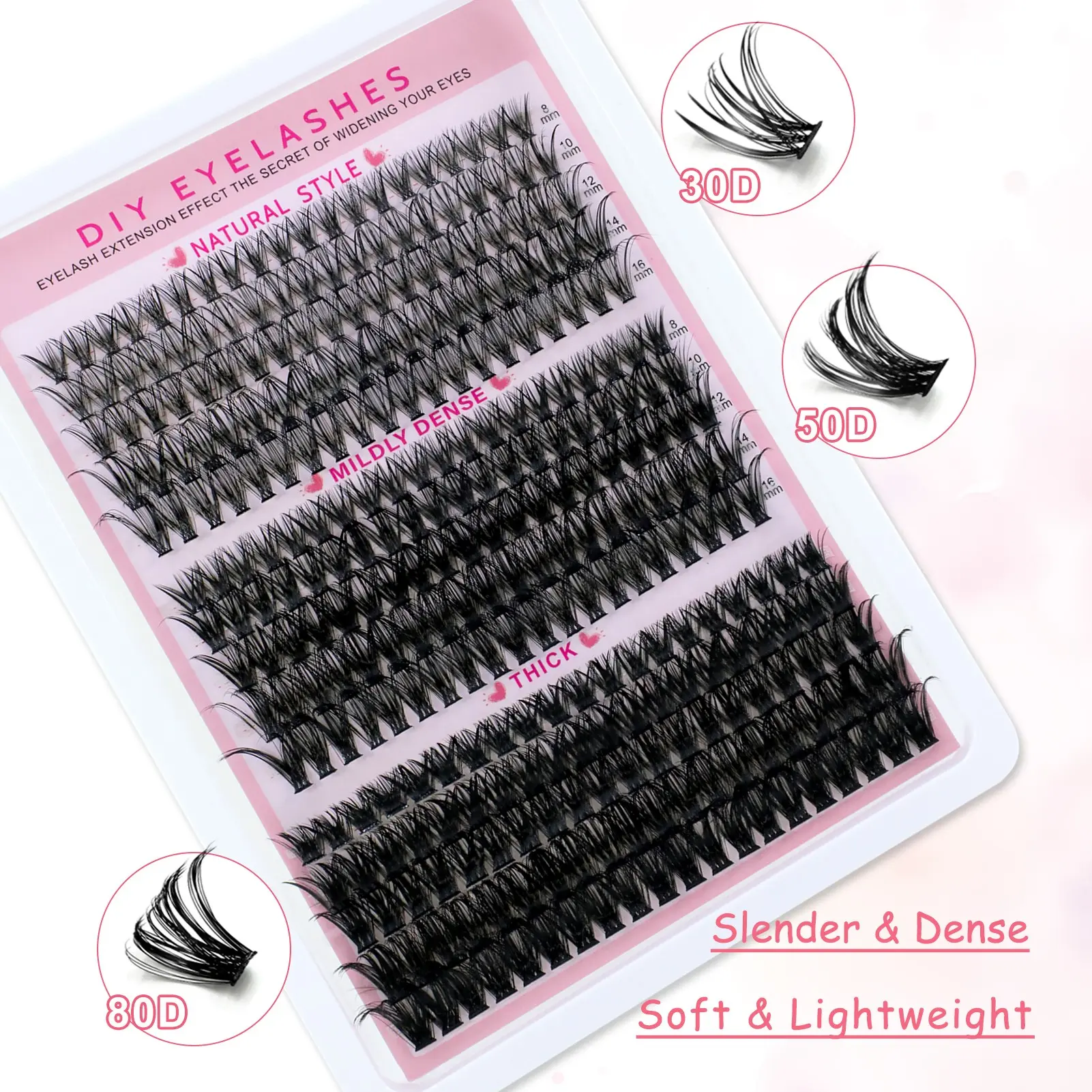 Natural Drifting Eyelash Clusters, Volume Eyelashes, Anime Style Lashes, Pointed Individual Extensions, Single Root, Mixed Length Bottom Cluster, DIY Home Use, Makeup, Individual False Eyelash, Eyelash Cluster Set