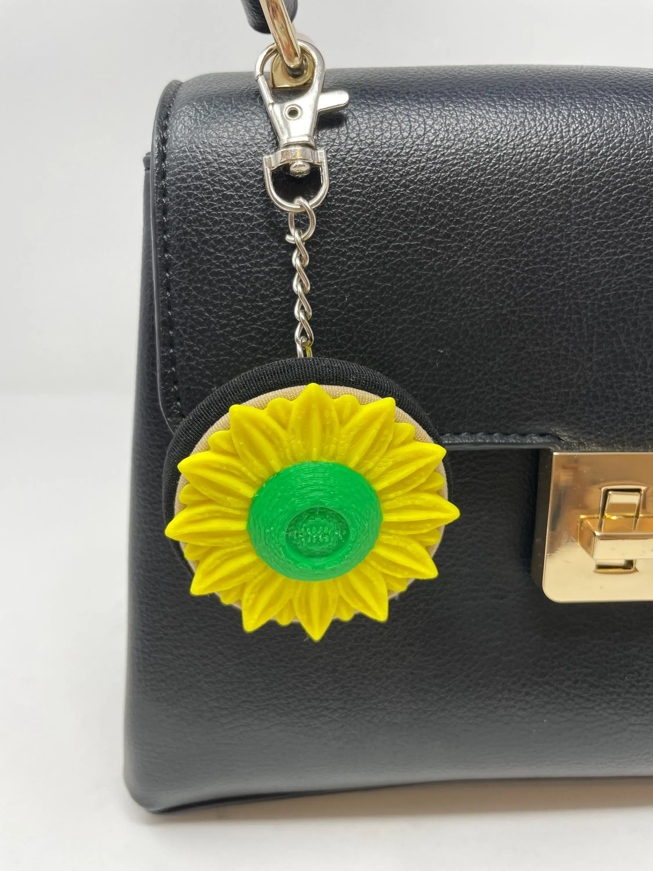 Cute Look Sunflower Hair Tie Holder Keychain - Elastic Organizer for Bags, Backpacks, Elastic Bands