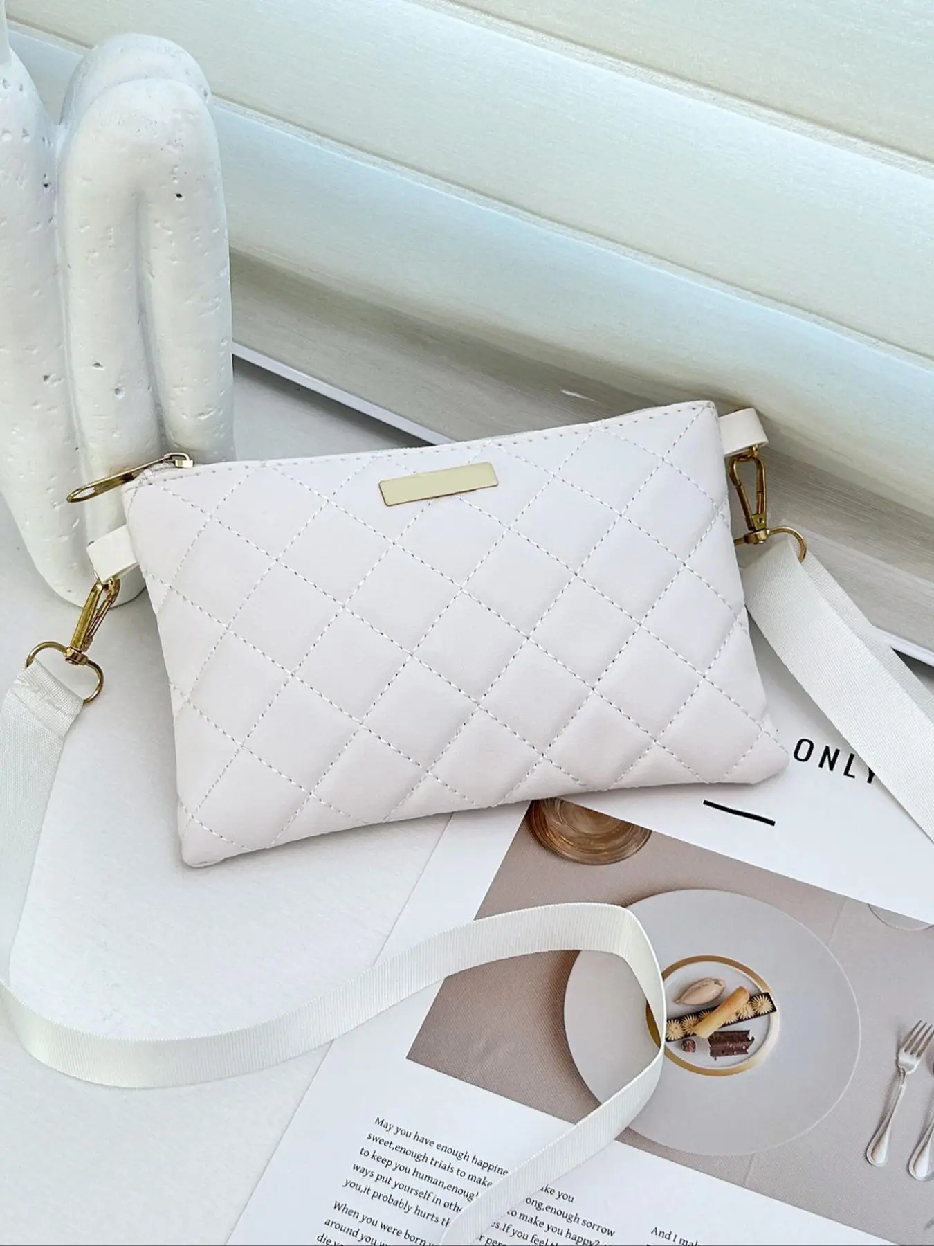 Women's Fashionable Argyle Quilted Design Crossbody Bag, Simple Versatile Zipper Shoulder Bag for Daily Used, Casual Trendy Versatile High-quality Dai