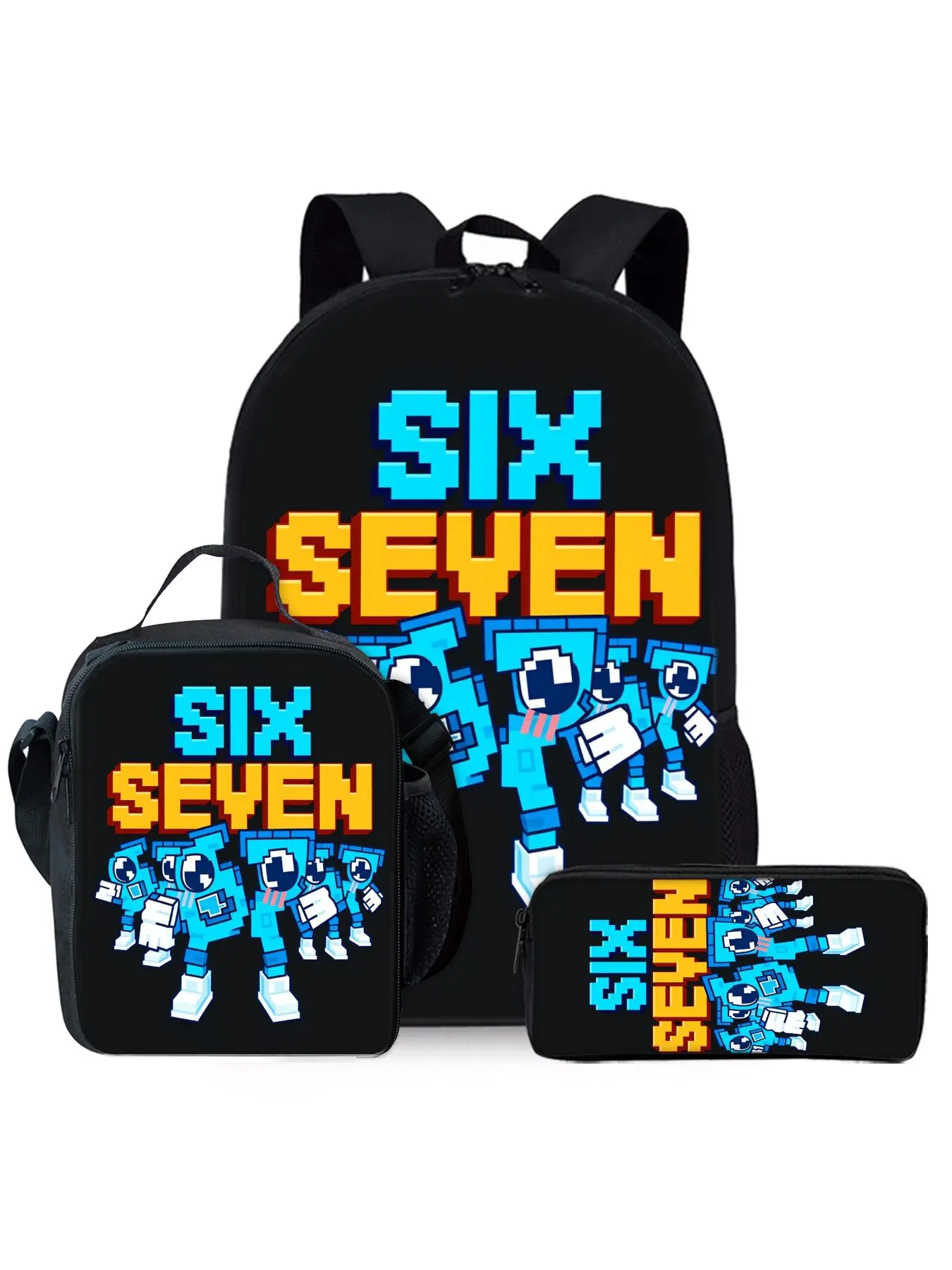 いの The three piece set of digital 67 printed backpack includes lunch