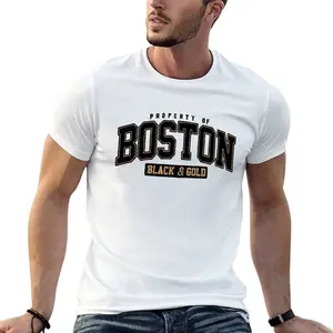 "PROPERTY OF BOSTON BLACK & GOLD" Retro Athletic T-Shirt | Boston Pride Tee for Sports Fans & City Enthusiasts