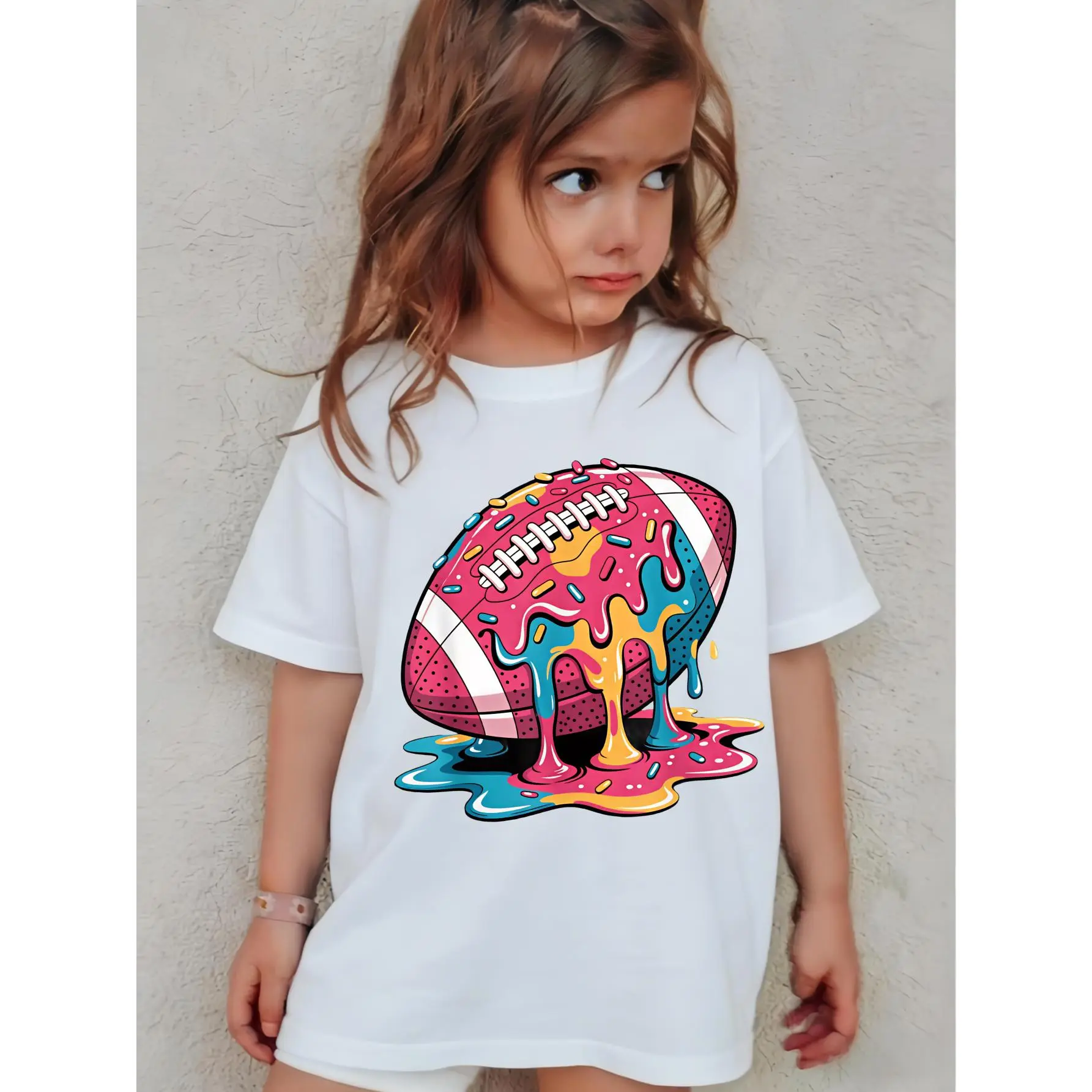 Football Drip For Lineman WR QB RB Ice Cream Sprinkles Shirt T-Shirt for Boys Soft Fabric, Breathable, Comfortable Short Sleeve Tees Perfect for Boys Shirts Boy Girl Best Gift all season