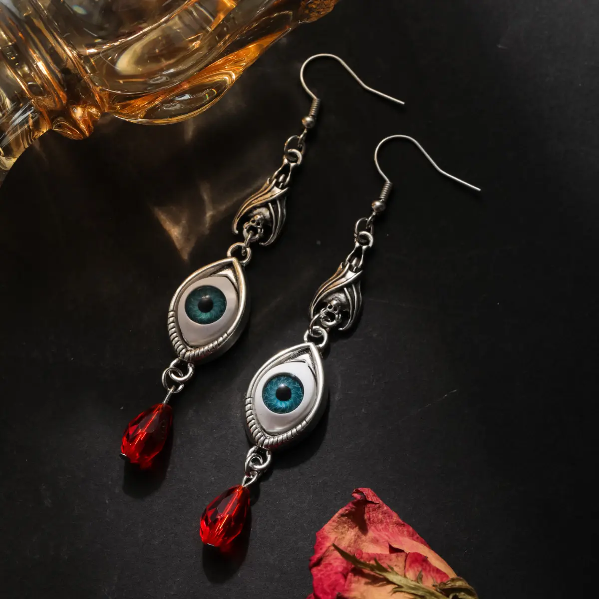 Dark Gothic Punk Evil Eye Long Tassel Dangle Earrings for Women, Viral Spooky Unique Eye-catching Lightweight Statement Jewelry, Ideal for Halloween Party, Cosplay, Nightclub & Costume Gifts