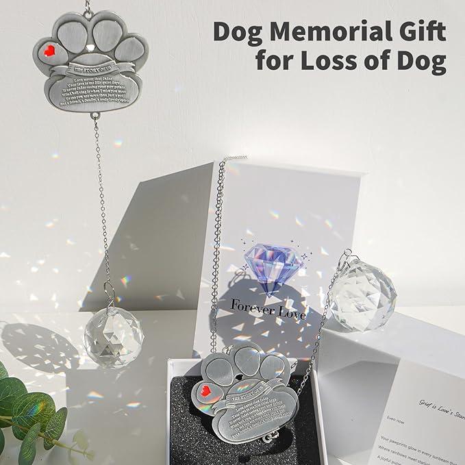 Pet Memorial Gifts for Loss of Dog Cat Crystal Suncatcher Rainbow Maker Ornament for Window Hanging Garden or Patio Sympathy Gifts for Pet Lovers