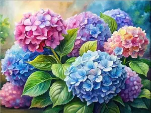 Hydrangea Diamond Painting Kit, Full Drill Floral Rhinestone Art for Home Wall Decor
