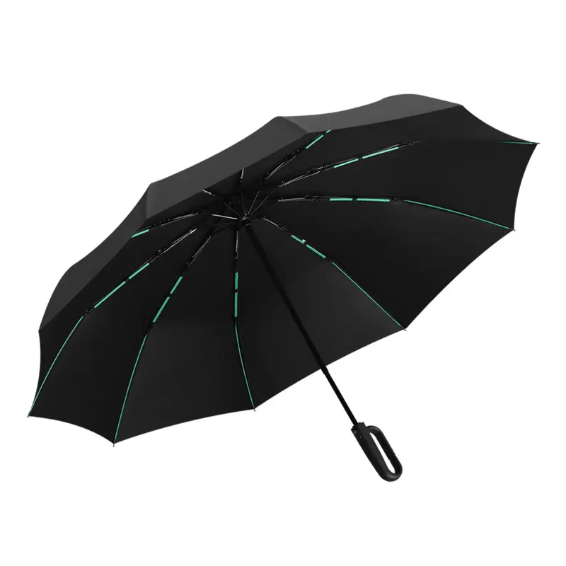 10-Bone Windproof Fully Automatic Quick Open Folding Umbrella + 6-Bone Mini Loop Buckle Umbrella, UPF50+ Sun Protection, Portable Compact Sun & Rain Gear for Men and Women, Portable Umbrellas, Quick Open Umbrellas