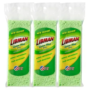 Libman Gator Mop Refill Pack Extra-Absorbent Cellulose Sponge Replacement Heads 3-Pack