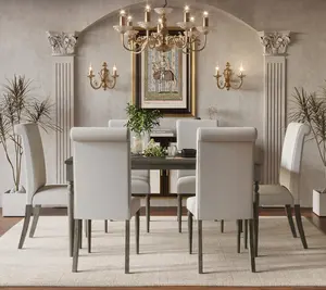 Favorer Franklin 7-Piece Dining Set, Taupe+Warm Gray/Taupe+Gray, Coordinated Design for Modern Interiors