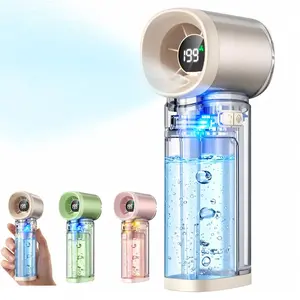 Portable Handheld Fan with Cool Mist, 199 Speeds, Transparent Tank, Night Light, Low Noise, Summer Travel Outdoor Activities Cool Fan