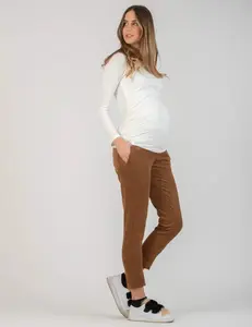 Attesa Maternity - SISSI - Velvet pocket pants Brown