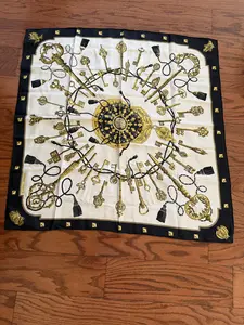 Pre-owned Hermes 100% Silk Key Motif Scarf Gorgeous Condition
