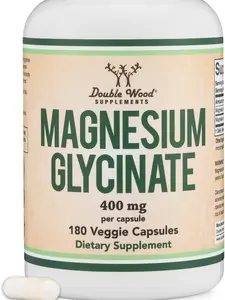 Double Wood Supplements Magnesium Glycinate 400mg | 180 Capsules | Sleep, Muscle, & Heart Support | Vegan, Third Party Tested, Gluten Free, Non-GMO