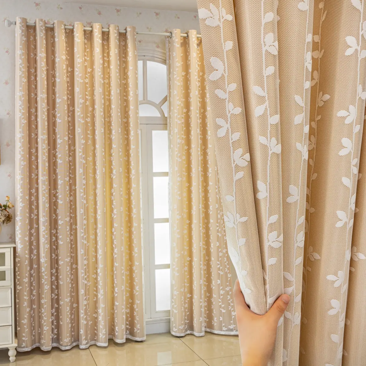 1pc Korean Country Style Embroidered Sheer Curtain, High Light Blocking, Suitable for Kids Room Bedroom Living Room Study Window Decor
