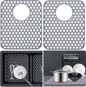 Sink Protectors for Kitchen, 2PCS Silicone Kitchen Sink Mats Protector Grid for Bottom of Farmhouse Stainless Steel Porcelain 13.58 ''X 11.6 '' Eternelovery