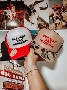 Support Day Drinking Hat, Party Vacation Fun Inappropriate Fun Trucker Hats