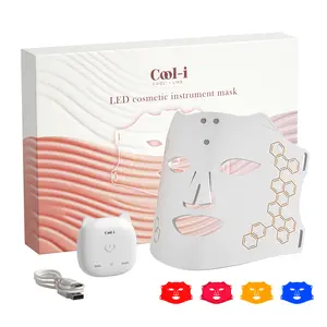 COOL-i LED Red Light Mask, 4 Color Lights, Wireless, Infrared Light, Comfort,Natural and Safe, Skin Care
