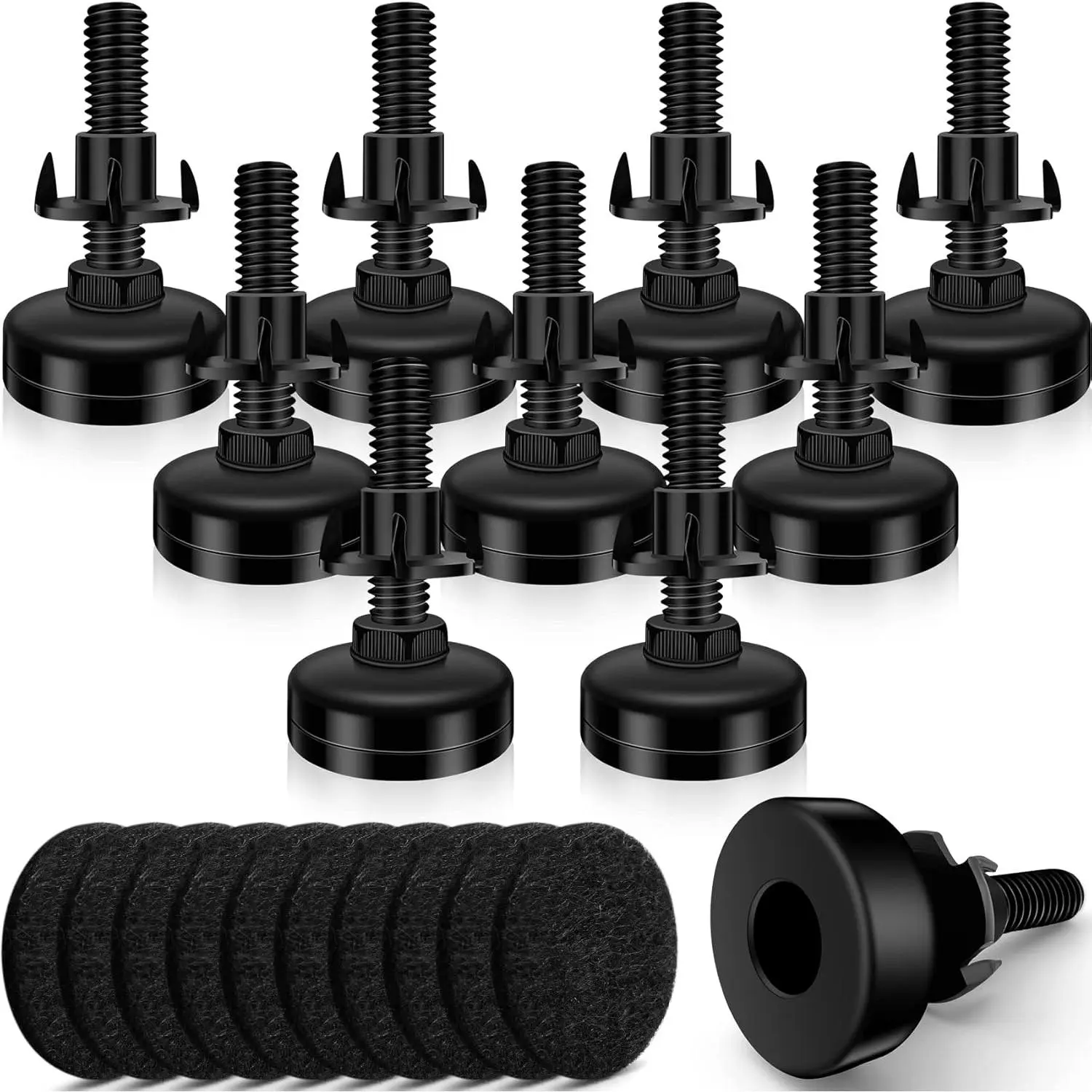 10 Set Adjustable Furniture Leveling , Adjustable  Levelers for Cabinets Sofa Tables Chairs Raiser, Heavy Duty Height Adjuster Furniture Levelers Foot with T- Nut Kit 3/8"-16 Thread