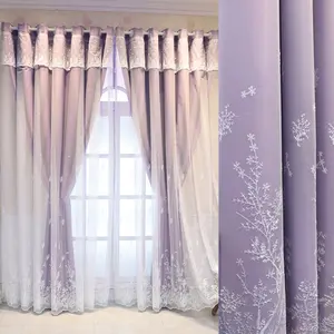 Romantic Cream Color French Country Style Curtains, Double Layer Living Room Bedroom Window Drapes, Modern Minimalist Design, Home Decoration Curtain