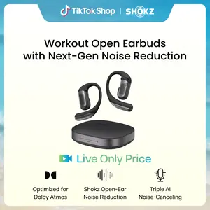 【Live only】SHOKZ OpenFit Pro Open-Ear True Wireless Earbuds with Open-Ear Noise Reduction, Optimised for Dolby Atmos, Deep Bass, 50H Playtime, AI-Powered Clear Calls for Work, Sport, Bluetooth 6.1, IP55, Black