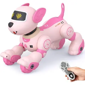 Remote Control Robot Dog for Kids, Interactive Follow Mode, Programmable, Voice & Touch Control, Music, Dance, Smart RC Stunt Dog Toy Rechargeable for Boys and Girls