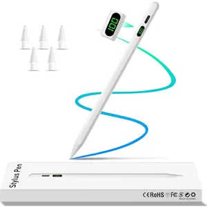 Stylus Pen for iPad 10th&9th, LED Power Display Pencil  Charge Pen with Palm Rejection Stylus for Air 3/4/5/M2, Mini 5/6, iPad 6/7/8/9/10, Pro 11"/12.9"/M4 (White)