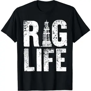 100% Cotton Funny Oil Rig Art For Oil Field Men Oilfield Lover Worker T-Shirt