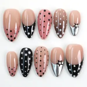 PG66 MuseMood 100% Handcrafted Warm Polka Press-On Nails | Reusable, Long-Lasting, Salon-Quality
