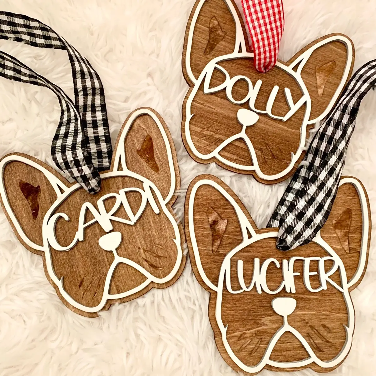Personalized French Bulldog Christmas Ornament | Custom Dog Name Ornament | Handmade Wooden Frenchie Tree Decoration | Pet Lover Gift