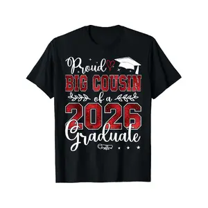 Men's Class of 2026 Graduate T-Shirt - Proud Big Cousin Senior Gift, Short Sleeve Crew Neck Casual Tee Suitable for Daily Wear & Graduation Parties, Machine Washable Year-Round for Male Graduates