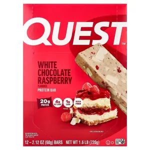 Quest Nutrition Protein Bar, White Chocolate Raspberry, 12 Bars, 2.12 oz (60 g) Each