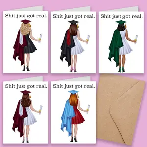 Set of 5 Different Design Greeting Cards, Minimalist Style, Graduation Congratulations Card, Happy Graduation Card, Fresh Graduate Card