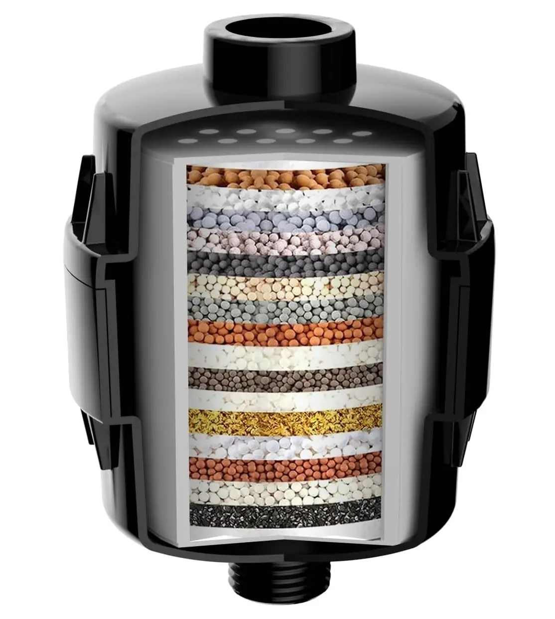 20 Stage Shower Filter for Hard Water, Removes Chlorine & Heavy Metals, Improves Skin & Hair, Fits Most Handheld & Rainfall Showerheads, Matte Black